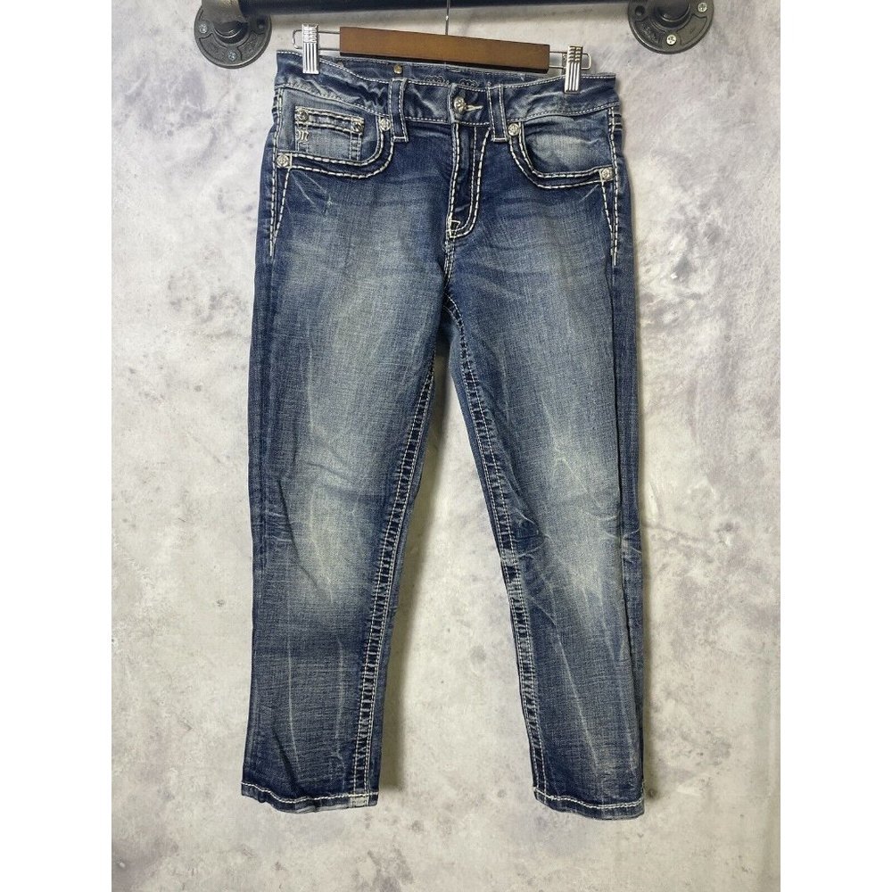 Miss Me Jeans Womens 25 Boyfriend Capri JB501P80 Faded Denim